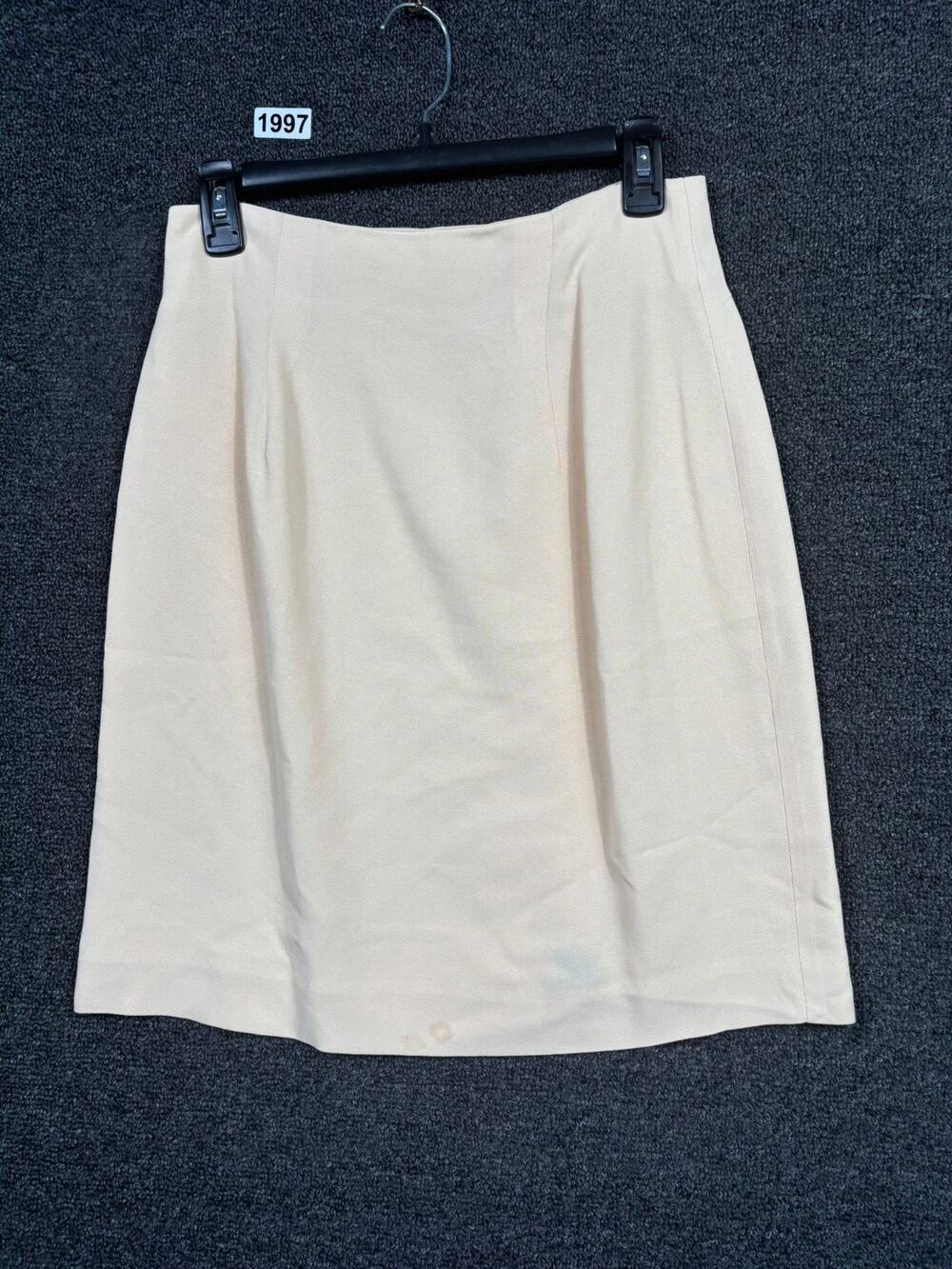 Tempo Paris Pencil Midi Skirt Womens Size 8 Beige Back Zip